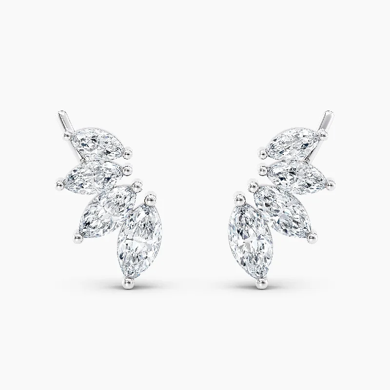 wedding stud earrings-Auriya 1 1/2ctw Marquise Lab Grown Diamond Climber Earrings 14-karat Gold (E-F, VS1-VS2)