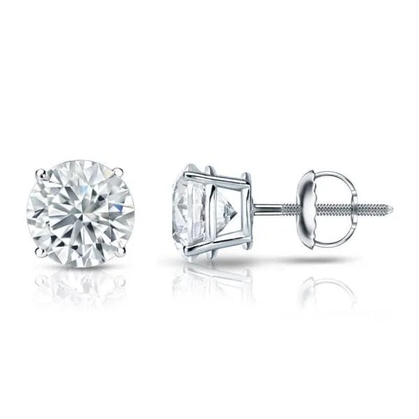 trendy stud earrings-Auriya 14k Gold GIA Certified 1.00 carat TDW Round Diamond Stud Earrings