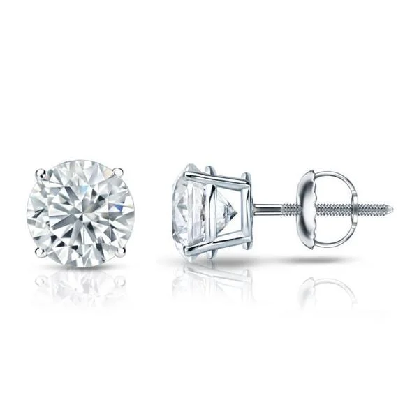 silver hoop stud earrings-Auriya 14k Gold GIA Certified 2.50 ct. TDW Round Diamond Stud Earrings