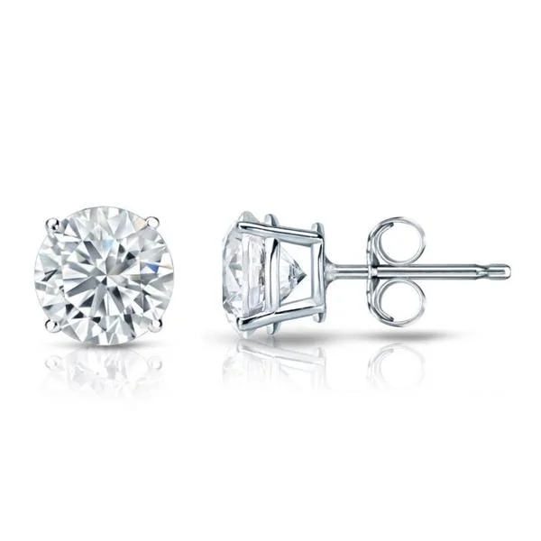 sparkly stud earrings-Auriya 14k Gold GIA Certified 4.20 carat TDW Round Diamond Stud Earrings