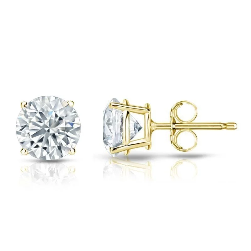 big stud earrings for women-Auriya 18k Gold Certified 1.50 carat TW Round Diamond Stud Earrings