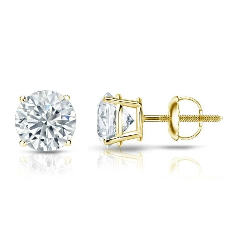 stud earrings for sensitive ears-Auriya 18k Gold GIA Certified 2 carat TW Round Diamond Stud Earrings