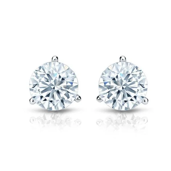 silver heart stud earrings-Auriya 18k Gold GIA Certified 4.50 carat TDW 3-Prong Martini Round Diamond Stud Earrings