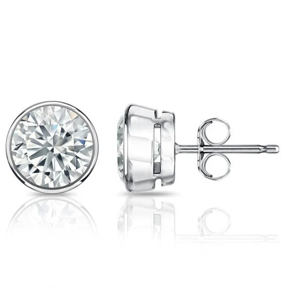 large stud earrings for women-Auriya 2.70ctw Round Diamond Stud Earrings Bezel-set Platinum - Certified