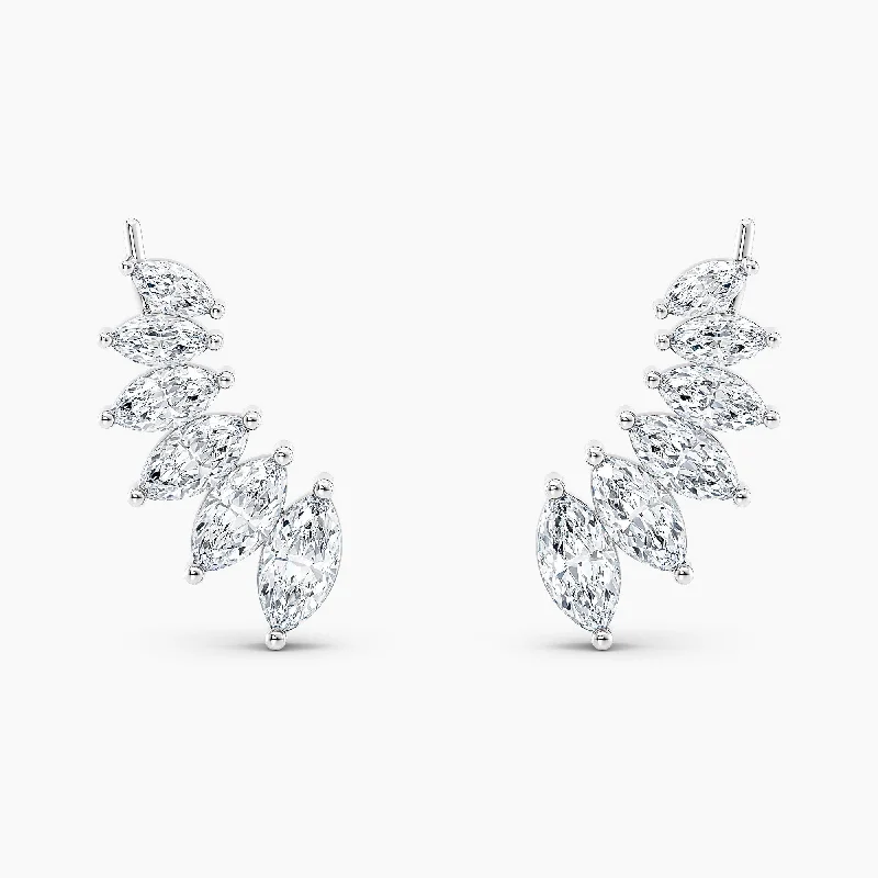 silver stud earrings with gemstones-Auriya 3.00ctw Marquise Lab Grown Diamond Climber Earrings 14-karat Gold (E-F, VS1-VS2)