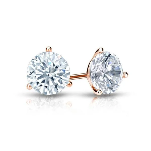 silver stud earrings for brides-Auriya EGL USA Certified 14k White Gold 3-Prong Martini 3.70 ct. TDW Screw Back Round D