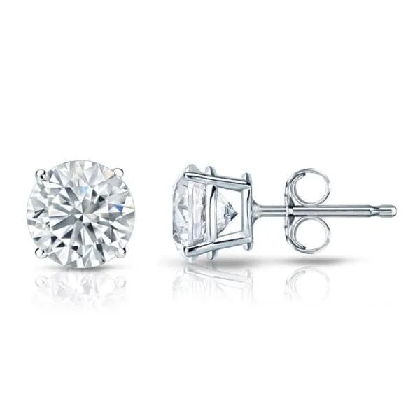 custom stud earrings-Auriya Platinum Certified 4.70 carat TDW Round Diamond Stud Earrings