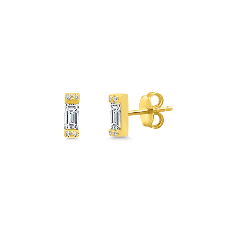 unique stud earrings for women-Baguette Diamond Studs