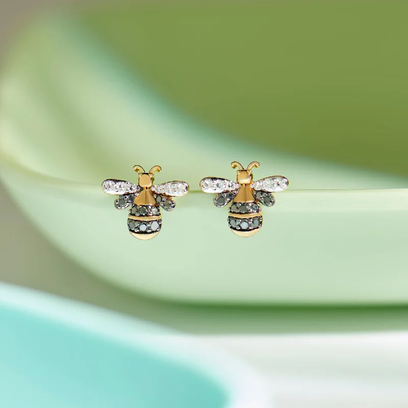 gold stud earrings for gifts-Bumblebee Diamond Earrings