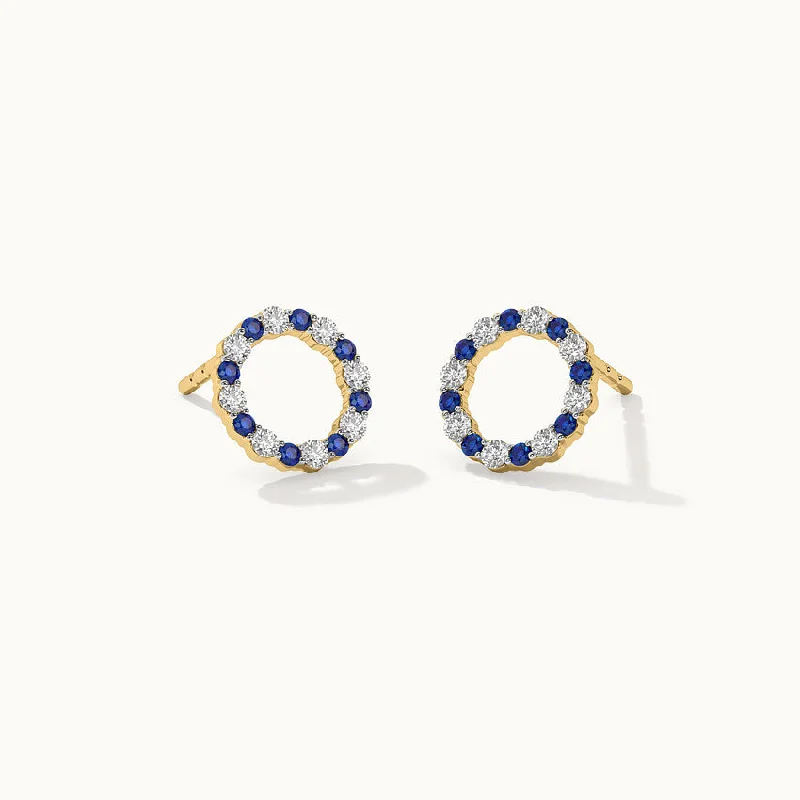 women’s pearl and gold stud earrings-Circular Diamond Earrings