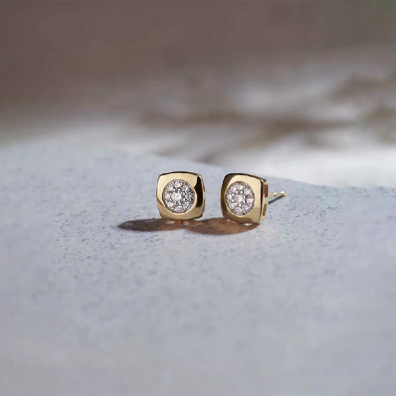 hoop and stud earrings set-Classic Dome Cluster Diamond Earrings