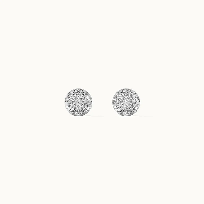 silver stud earrings for men-Classic Round Diamond Earrings