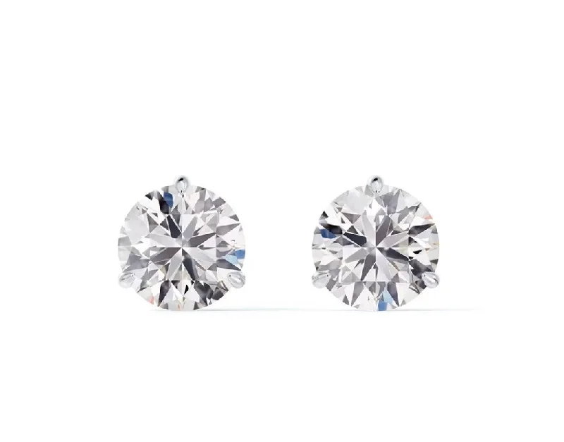 luxury stud earrings-Classic Three Prong 1.00CT Diamond Stud Earrings