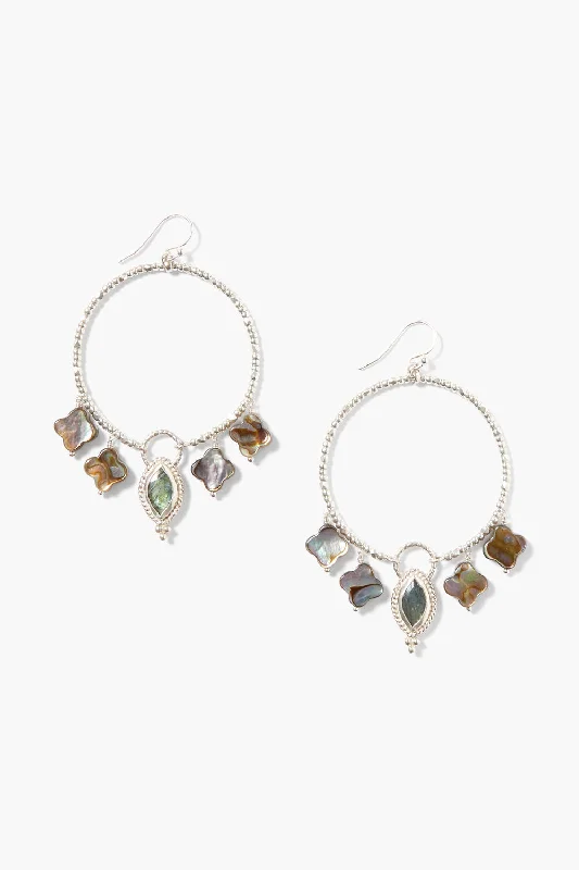 hoop and stud earrings set-Clover Hoop Earrings Abalone Mix