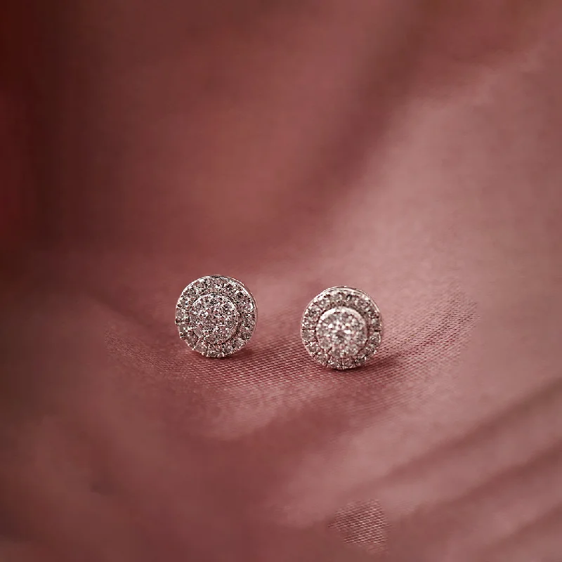 stainless steel stud earrings-Cluster Halo Diamond Earrings