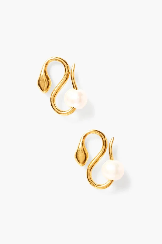 floral stud earrings-Cobra Pearl Earrings Gold