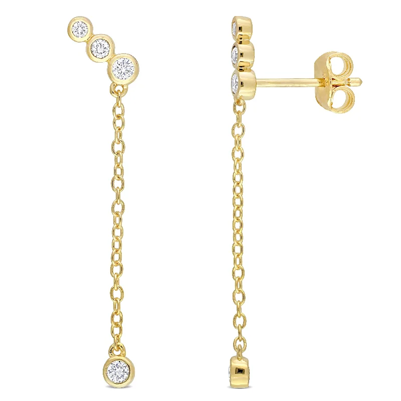 small stud earrings for women-Created Forever 1/5ct TW Lab Created Diamond Drop Earrings in 18k Yellow Gold Plated Sterling Silver