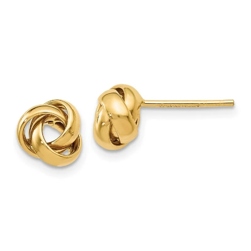 designer stud earrings-Curata 14k Yellow Gold Polished 8mm Love-knot Stud Earrings