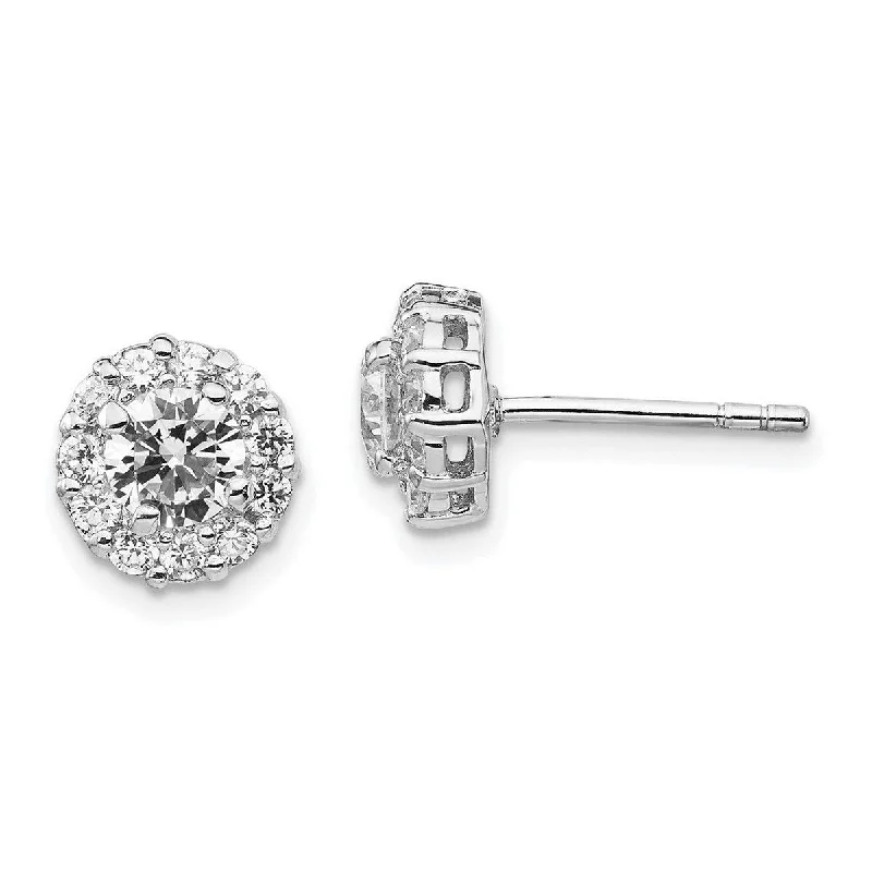 silver flower stud earrings-Curata 925 Sterling Silver Post Earrings CZ Cubic Zirconia Simulated Diamond Stud Earrings Measures 8x8mm Wide