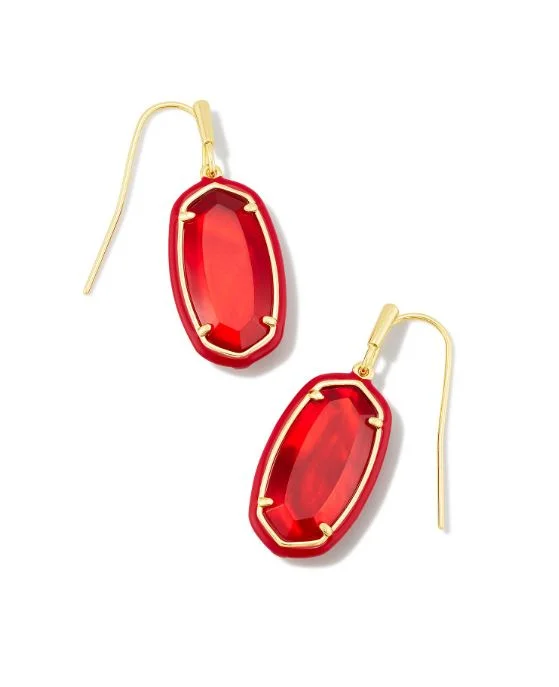 stud earrings with turquoise-Dani Gold Plated Frame Drop Earrings in Red Illusion by Kendra Scott