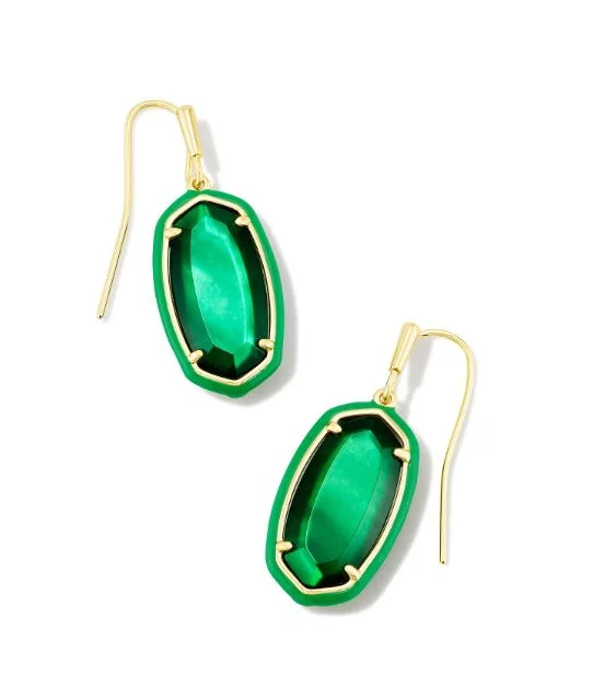 stud earrings for teens-Dani Gold Plated Framed Drop Earrings in Emerald Illusion by Kendra Scott