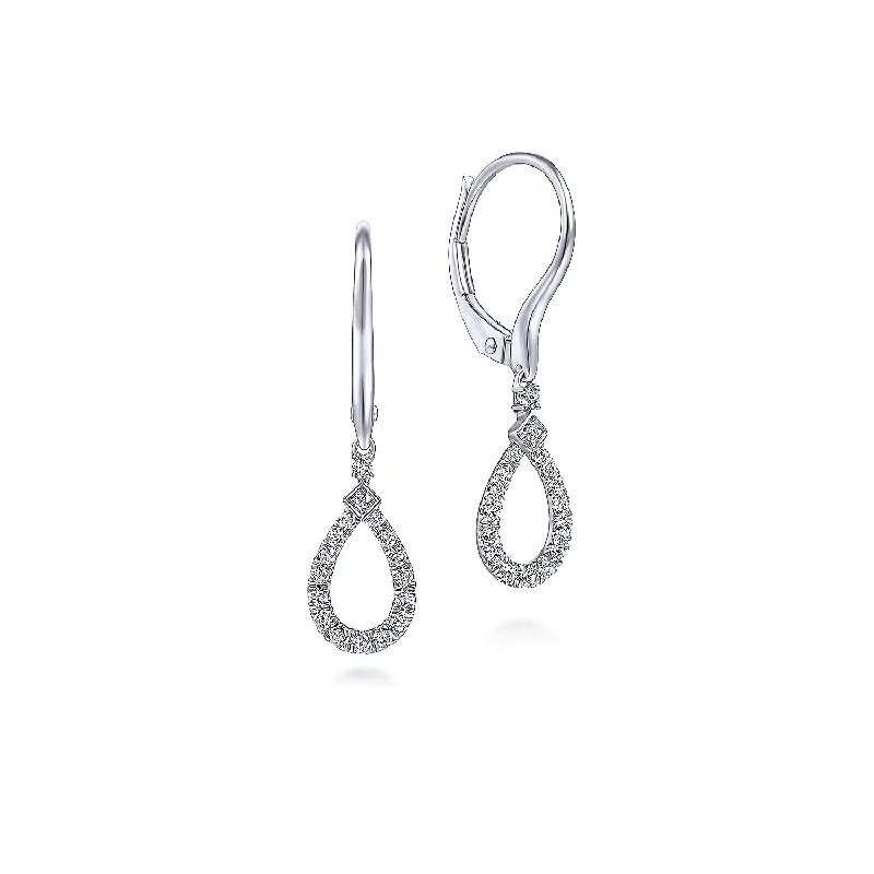 silver hoop stud earrings-14K White Gold Pear Shaped Diamond Drop Earrings