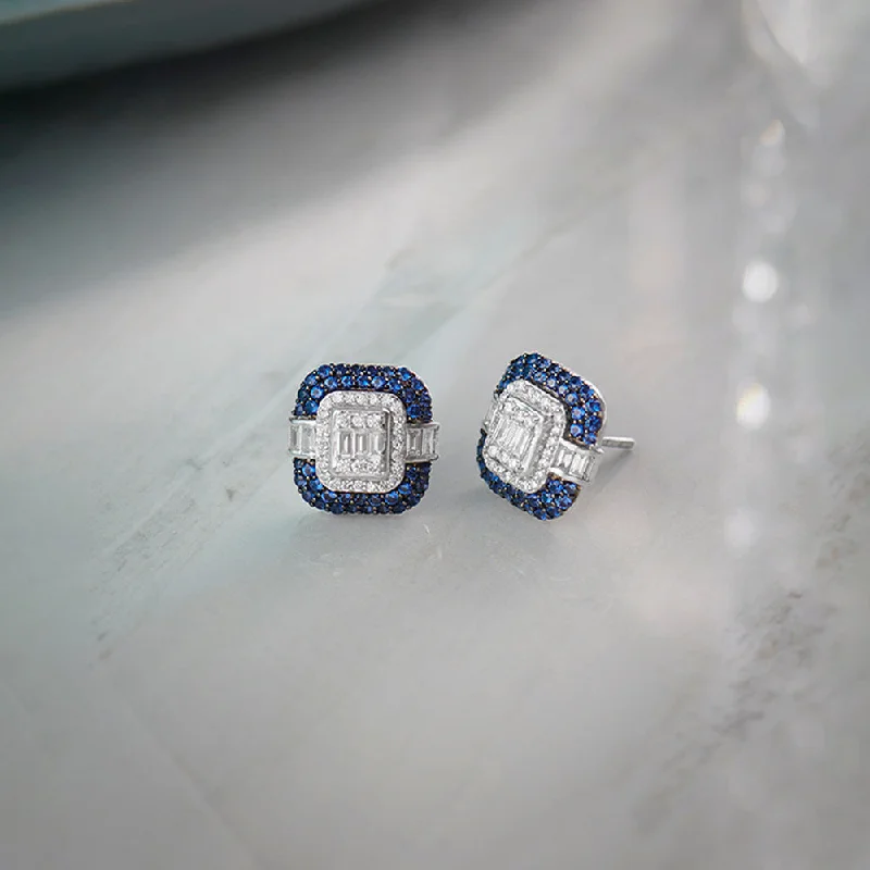 crystal stud earrings for women-Deco Diamond Earrings