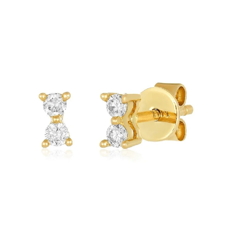 custom gold stud earrings-Diamond Duo Stud