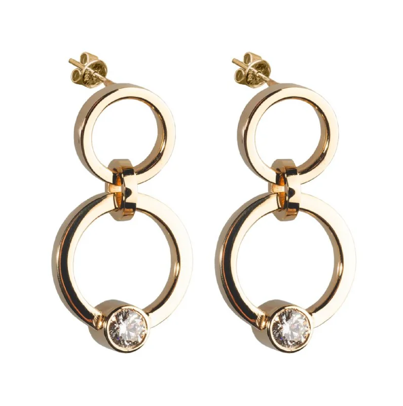 lightweight stud earrings-Diamond + Gold Full Circle Dangle Earrings