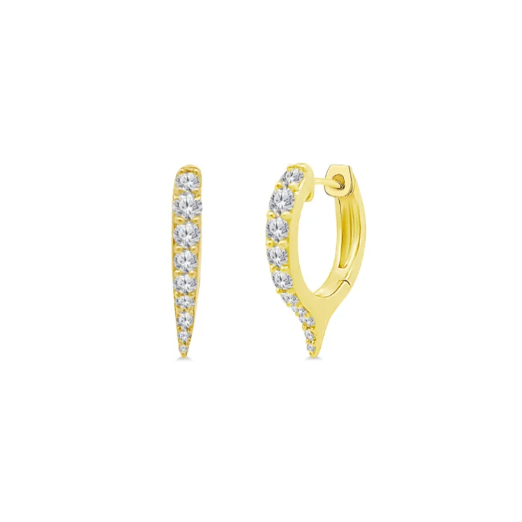 stud earrings with turquoise-Diamond Spike Huggies