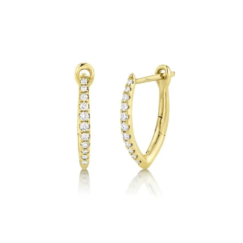 cute stud earrings for women-Diamond V Hoop