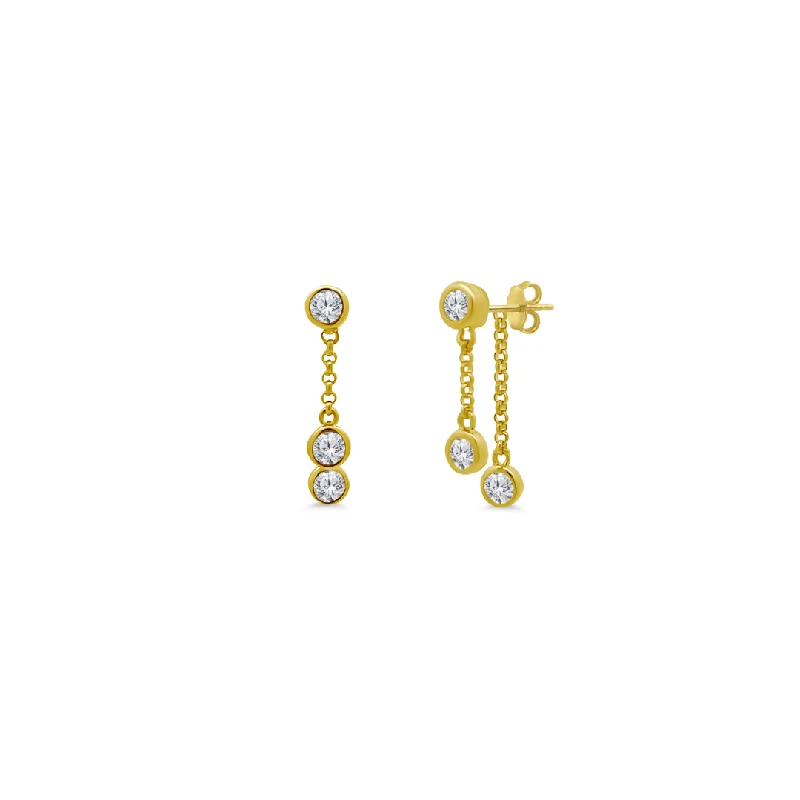 women’s stud earrings set-Double Bezel Drop Stud