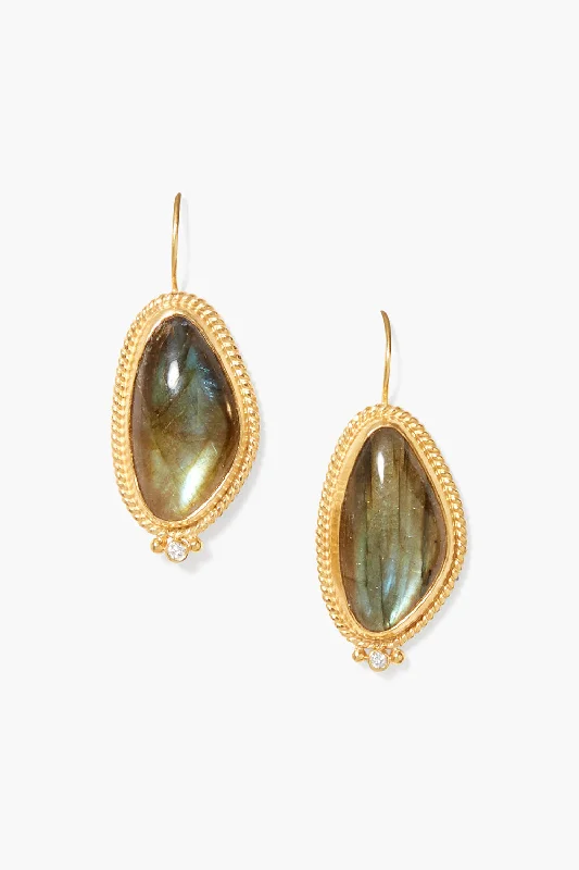 designer diamond stud earrings-Elizabeth Drop Earrings Gold Labradorite