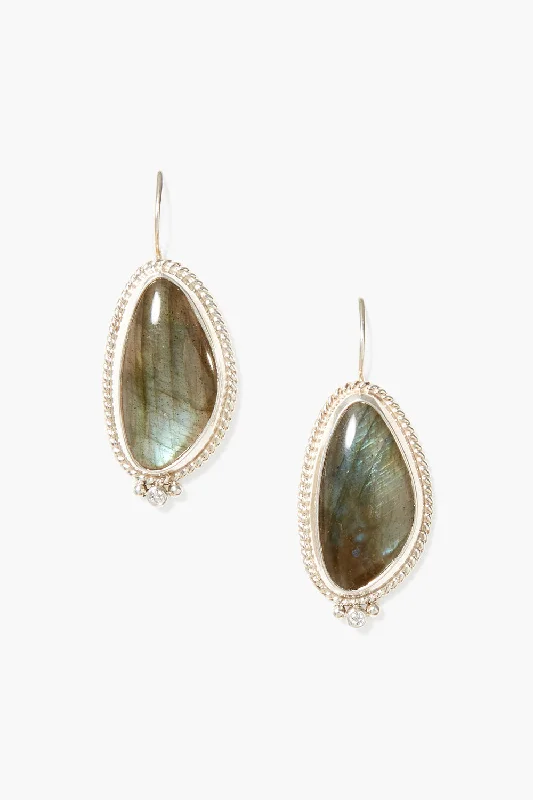 crystal and pearl stud earrings-Elizabeth Drop Earrings Silver Labradorite