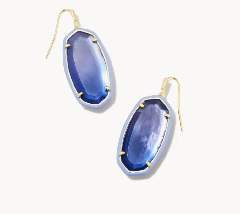 zirconia stud earrings-Elle Gold Plated Enamel Framed Drop Earrings in Dark Lavender Illusion by Kendra Scott