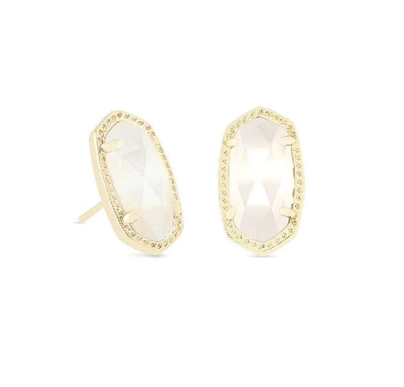 fashion diamond stud earrings-Ellie Gold Plated Earrings in Ivory Pearl by Kendra Scott