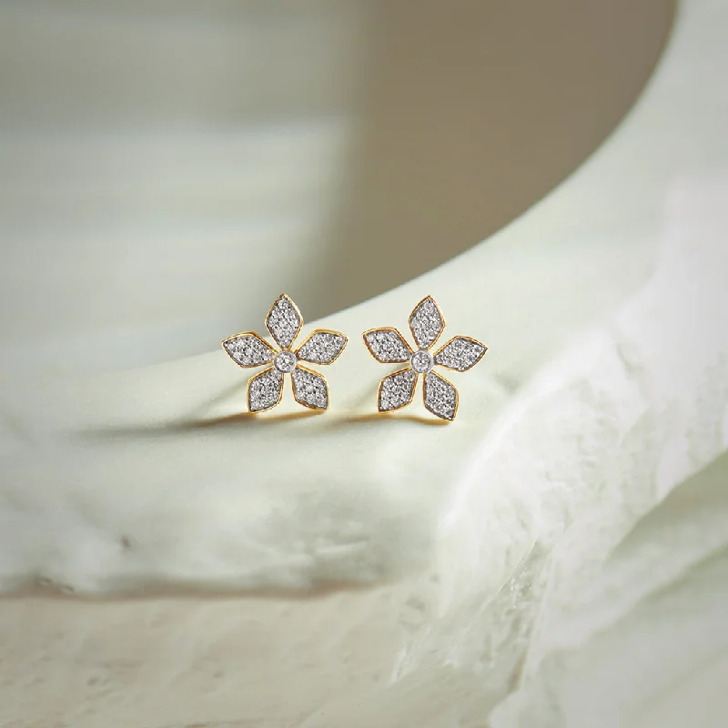 stud earrings for special occasions-Floral Diamond Earrings