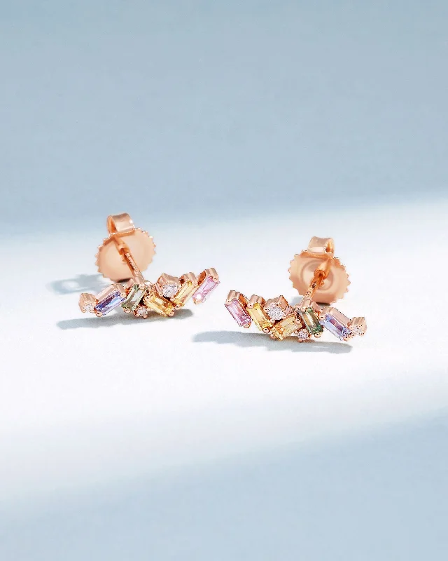 elegant gold stud earrings-Frenzy Pastel Sapphire Studs