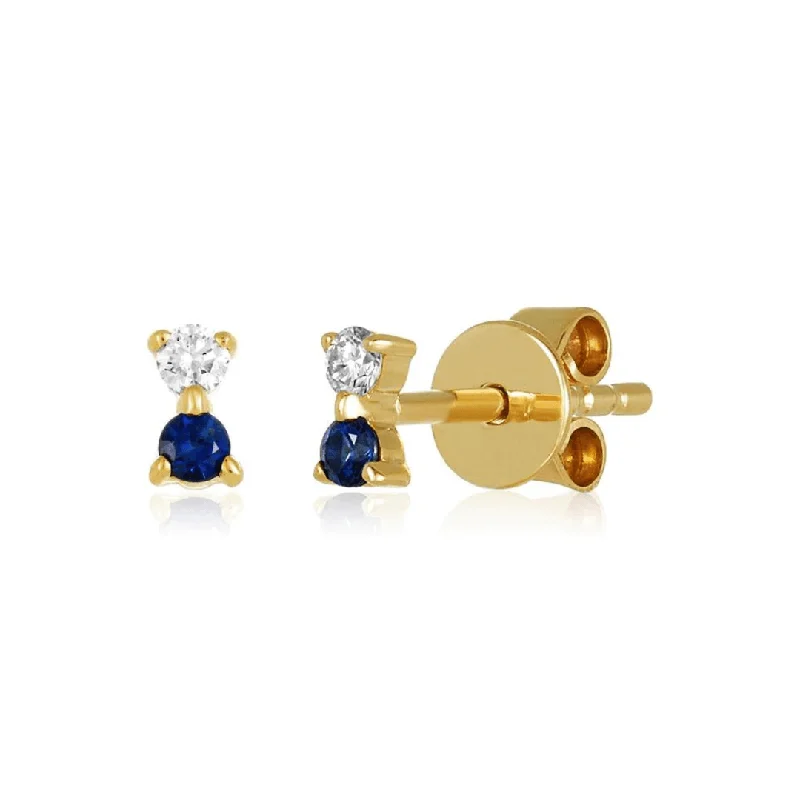 vintage stud earrings-Gemstone & Diamond Duo Stud