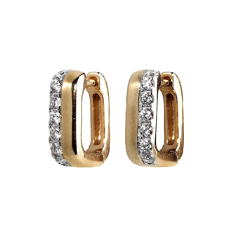 women’s gemstone stud earrings-Gold + Diamond Bar Huggies