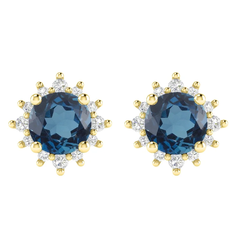 silver flower stud earrings-Gold Over Sterling Silver London Blue Topaz and White Topaz Earring