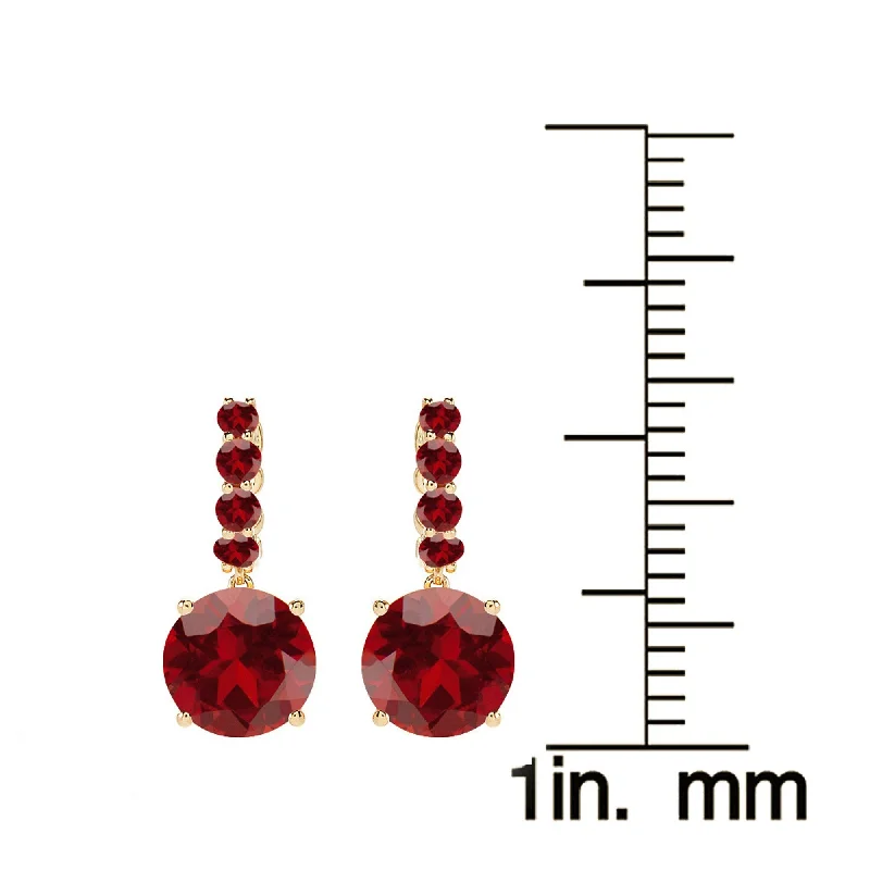 wedding stud earrings-Gold Over Sterling Silver with Natural Garnet Drop Earring