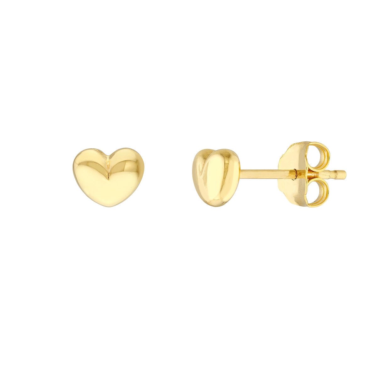 colorful gemstone stud earrings-Gold Puffy Heart Stud