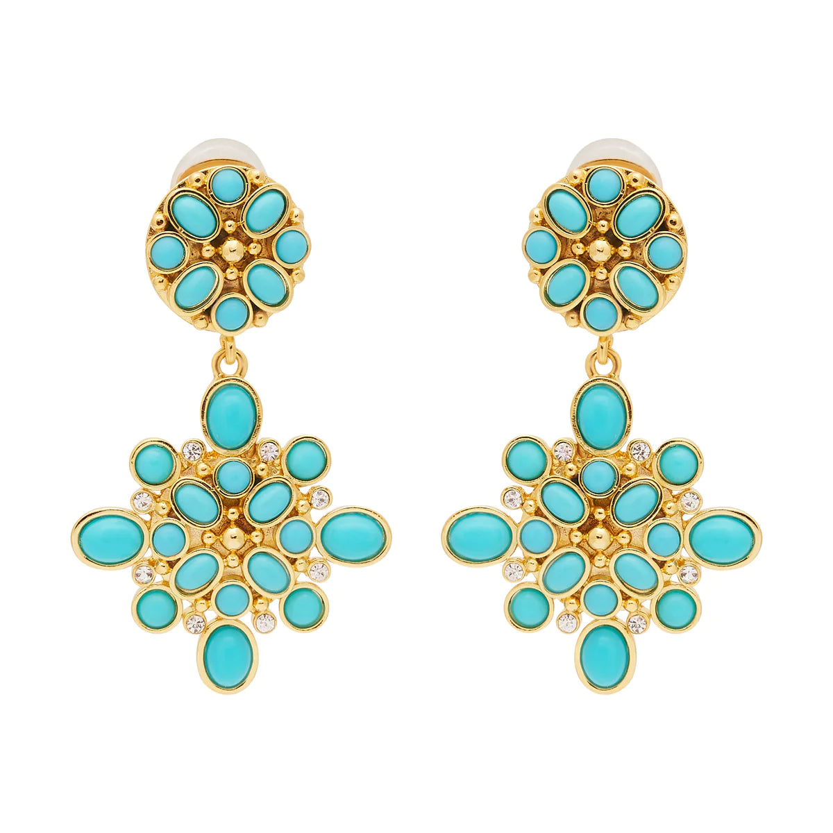 gold stud earrings for men-Gold & Turquoise Drop