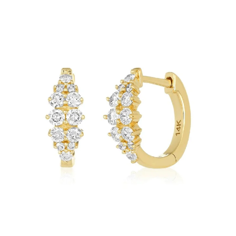 small stud earrings for women-Graduated Diamond Huggies