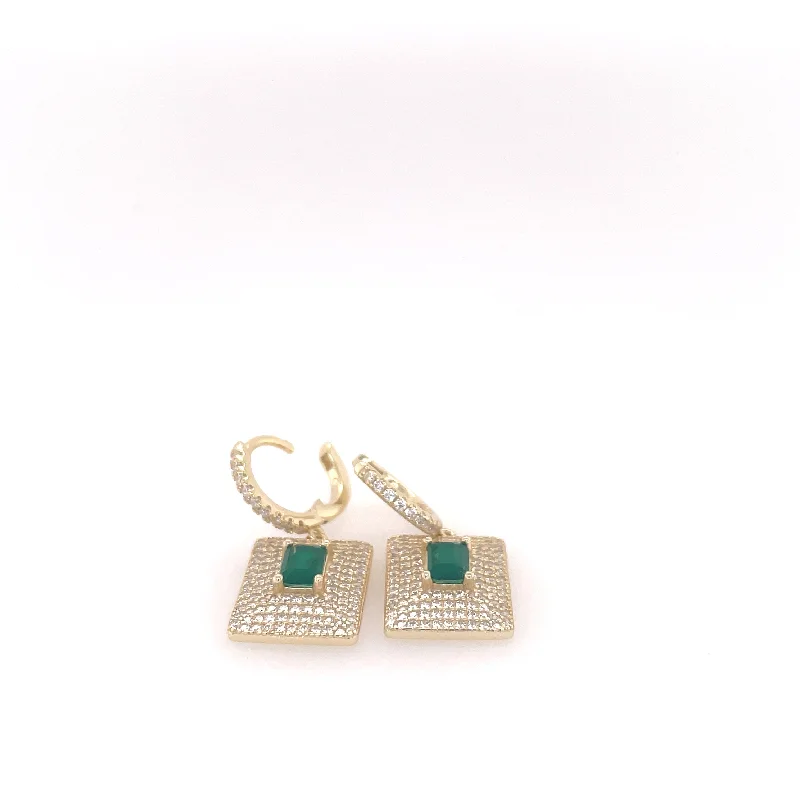 gold stud earrings for women-Green drop