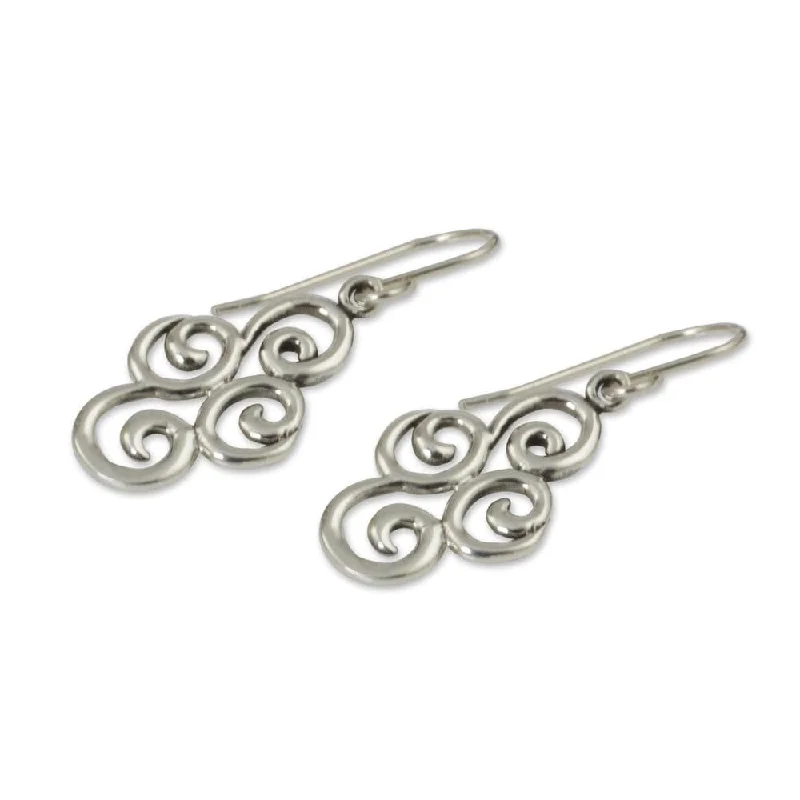 unique stud earrings for women-Handcrafted Sterling Silver 'Billowing Clouds' Earrings (Thailand) - 1.5L*0.5W