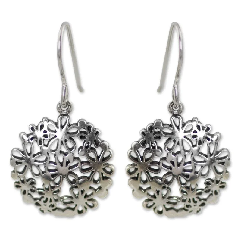 women’s colorful stud earrings-Handmade Sterling Silver 'Hydrangea' Earrings (Thailand) - 1.1L*0.6W