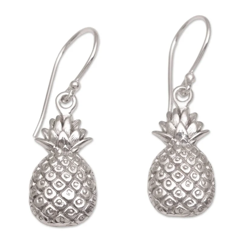 women’s chic stud earrings-Handmade Sterling Silver 'Luscious Pineapple' Earrings (Indonesia) - 1.1*0.4