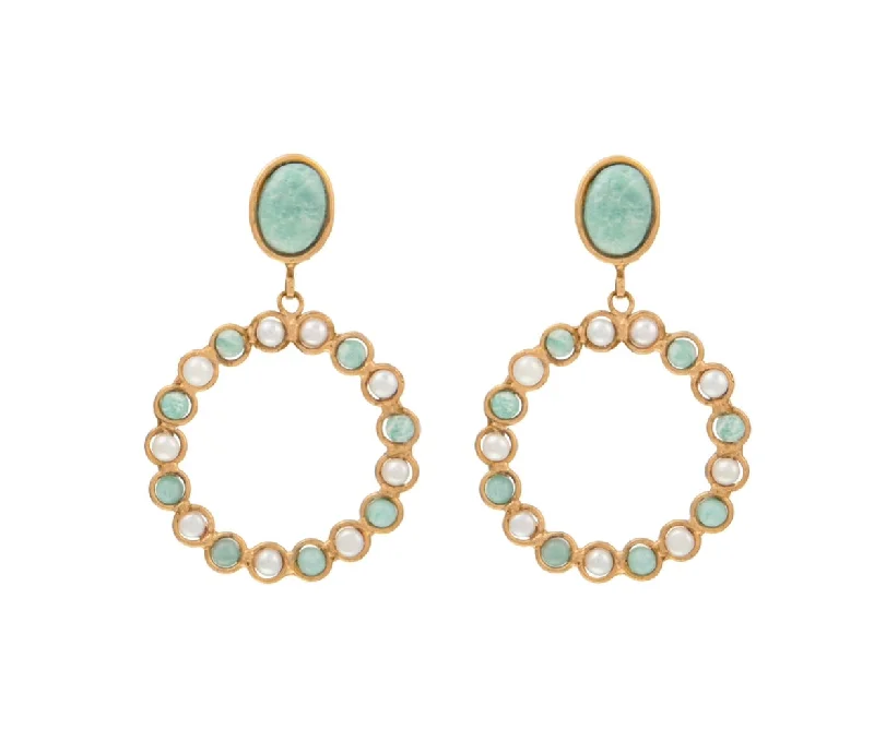 trendy ear studs-Happy Blue Pearl